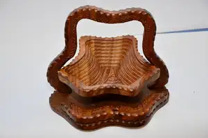 Cesta de pan de tazón de fruta seca plegable de madera hecha a mano elegante, cuenco de madera cesta de corazón de madera hecha a mano plegable precio