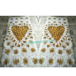 ม่านฉากหลังลายดอกไม้สำหรับงานแต่งงาน,ม่านฉากหลังแบบปักลายหัวใจสไตล์อินเดียสำหรับตกแต่ง - Product Image 1