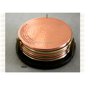 Juego de 4 posavasos de cobre martillado de cobre puro y hecho a mano 100% - Product Image 1