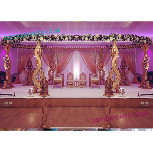 Conjunto de Mandap de Fibra con Aspecto de Madera en Espiral, Conjunto de Mandap de Madera Tallada para Bodas Indias, Fabricante de Conjuntos de Mandap de Fibra para Bodas al por Mayor, FIJI - Product Image 1