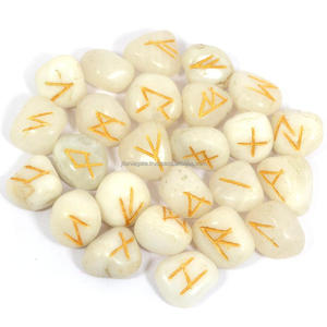 Jilaniagate-Ensemble de Runes en Agate Blanche Gravée, Pierre de Runes en Cristal, pour la Guérison, Style Amour, avec Pochette Gratuite, Nouvelle Collection - Product Image 1