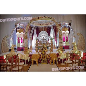Dents d'éléphant de mariage indien exquis Style Mandap toile de fond superbe LED décorer pour la cérémonie de mariage - Product Image 1