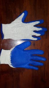 Guantes de látex con costillas, algodón rojo, látex negro - Product Image 2