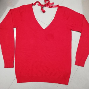 Último Diseño de Prendas Confeccionadas: Excedente de Suéteres de Punto con Cuello en V y Manga Larga para Mujer, Lote de Bangladesh - Product Image 1
