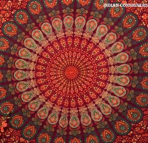 Literie en coton, tapisseries jumelles, paon, mandala, imprimé floral bohème, décoration murale, style hippie, couvre-lit par des consignateurs indiens - Product Image 3