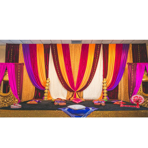 ฉากหลังที่สวยงามสำหรับเวทีปัญจาบ Mehndi เวทีฉากหลังกำมะหยี่สีน้ำเงินเข้มฉากหลังแต่งงานอินเดีย - Product Image 1