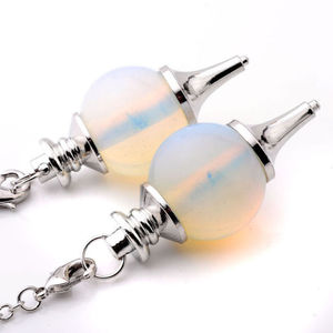 High quality Gemstone opalite Ball Pendulum Crystal for Divination Dowsing Pendulum Necklace With Chain <b>sphere</b> Meditation seller - Product Image 1