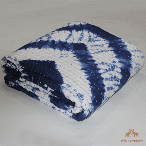 Edredón Shibori Kantha cosido a mano 100% algodón colcha hecha a mano manta india tradicional - Product Image 3