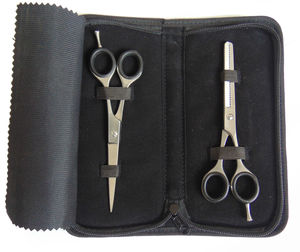 Ensemble de ciseaux de coiffure professionnels avec lames en acier à pointe arrondie pour la coupe et l'éclaircissage des cheveux, utilisation en salon de coiffure - Product Image 3