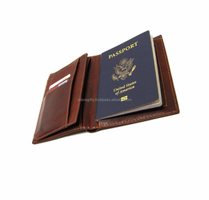 Porte-cartes en cuir véritable Nouvelle couverture de passeport de voyage à la mode avec étui de crédit pour carte d'identité et pochette pour billets - Product Image 2