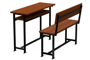 Modern Two-Seater School <b>Desk</b> Set Handcrafted <b>Wood</b> and Metal With Adjustable Features for Classroom College Hall Mall Use - Product Image 2