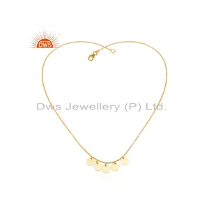 Coins Design 18K Yellow Gold Plated 925 Sterling Silver Designer Necklace Jewelry Supplier Classic Collection
