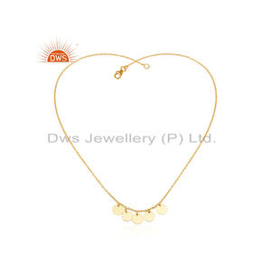 Design de pièces de monnaie en argent sterling 925 plaqué or jaune 18 carats Collier de créateur Fournisseur de bijoux Collection classique - Product Image 1