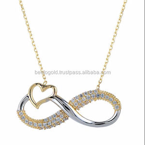 Collar con abalorio de corazón infinito de oro macizo de 14 quilates, collar infinito de oro, joyería fina para mujer, hecho en Turquía - Product Image 1