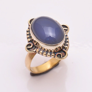 Bague en laiton véritable plaqué or bijoux faits à la main en gros fabricant de bijoux en laiton de pierres précieuses naturelles - Product Image 1