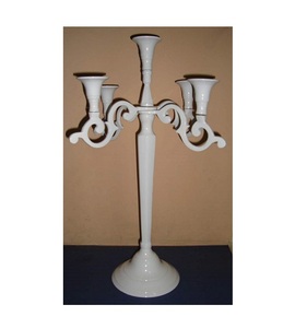 White Metal <b>Candelabra</b> and Candle Jars for Home Office Wedding Decorations Elegant Lantern Holder - Product Image 1
