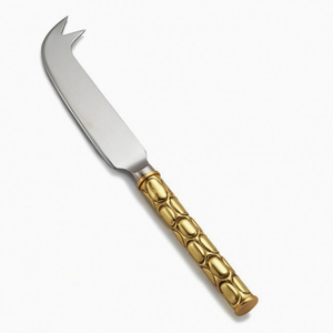 Couteaux à fromage en acier inoxydable avec manche en laiton à motif gaufré - Product Image 1