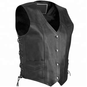 Chaleco de cuero para motocicleta para hombre, chaqueta sin mangas de piel de oveja a prueba de viento para personas de mediana edad y mayores - Product Image 2