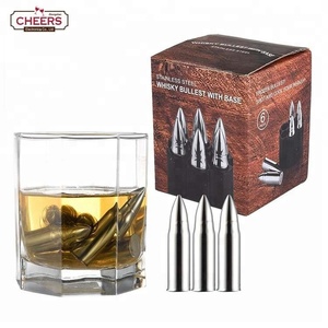 Directo de fábrica de acero inoxidable en forma de bala piedras del whisky, whisky Bullet piedras <span class=keywords><strong>con</strong></span> Base, bala de hielo cubos - Product Image 1