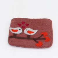 FYN-CL-015, Oiseaux D'amour Sac À Main En Feutre Feutré par Compétents et Talentueux Artisanes du Népal, 100% Écologique En Laine De Nouvelle-Zélande