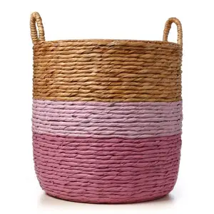 Giá Rẻ Bán Buôn Dệt Giỏ Wicker Tự Nhiên Nước Hyacinth Handmade Bán Buôn Nước Hyacinth Lưu Trữ Vòng Giỏ Tre