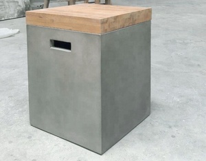 Table d'appoint en fibre de ciment écologique Mobilier d'extérieur Table d'appoint en béton Table d'appoint intelligente Béton gris foncé - Product Image 4