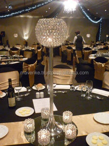 Candelabro de copa de cristal de Metal brillante, centro de mesa de bola de flores para eventos de boda, decoración de mesa de fiesta - Product Image 2
