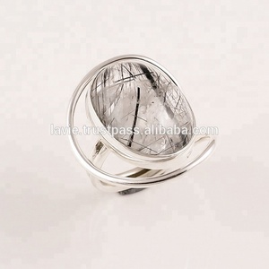 Bagues rutile noires 925 bijoux en argent sterling vente en gros bagues en argent fin fabricant de bijoux - Product Image 1