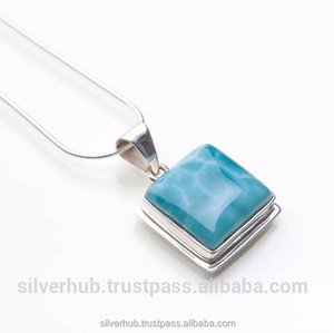 Amazing <b>Larimar</b> Gemstone Handmade Pendant 925 Solid Sterling Silver Semiprecious Fine <b>Jewelry</b> Wholesale Factory Price - Product Image 2