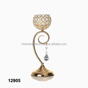 Bougeoirs vintage en cristal doré, porte-bougies - Product Image 1