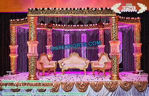 Gujarati boda aspecto de madera fibra Mandap boda fibra Pilar Mandap decoración nuevo estilo boda Mandap exterior/interior escenario - Product Image 4