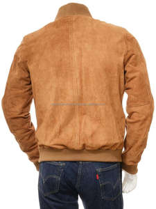 ISONZ-Chaqueta Bomber de ante bronceado para hombre, de cuero, zona - Product Image 2
