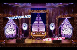 งานแต่งงานเวทีประตูแบบดั้งเดิมการต้อนรับในคืนงานแต่งงานการตกแต่งเวทีงานแต่งงานเวทีผู้ผลิตเวทีการจัดเวทีอินเดีย - Product Image 3