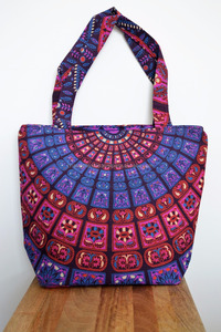 Pour Parpal Mandala sac fourre-tout en coton avec chaînes et fermeture à glissière Style bohème sac à main pour femmes - Product Image 2