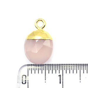 Pendentif en quartz rose 12-14 mm en laiton, forme ovale, plaqué or, avec bélière, élégant accessoire pour la création de bijoux - Product Image 3