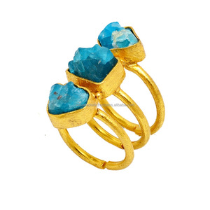 Bague brute en appatite véritable faite à la main, bijoux en argent plaqué or sterling 925 vente entière fabrication exportateur Casa De Plata - Product Image 1