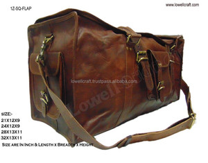 Vintage <b>Leather</b> Duffel <b>Bag</b> With Buckle Strap Closure Unisex Travel Backpack 36–55L Capacity <b>Soft</b> Handle Design - Product Image 6