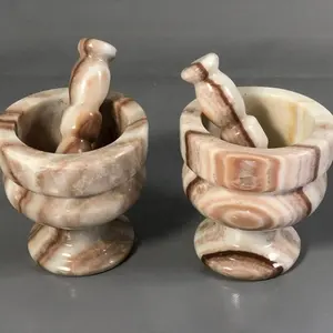 Juego de Mortero y Pilón de Piedra Natural y Cemento de Alta Calidad para Decoración del Hogar con Fósiles Naturales Únicos de la Época Paleolítica - Product Image 1