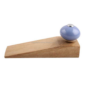 Handmade Slate Blue Ceramic Wedge Wooden Door Stopper Foot Door Stopper DS-12 - Product Image 1
