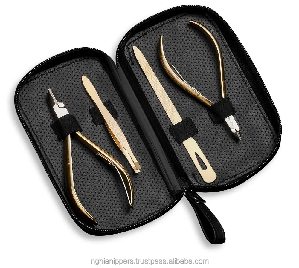 Fashion gold nail manicure set with Leather case MD-32 Grooming Kit Manicure Set Pedicure Toe Nail Art Tools Set Kits