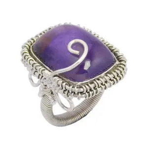 Hot Sale 925 Sterling Silver Amethyst Stone Ring Finger Rings Beautiful Fashion Silver Jewelry