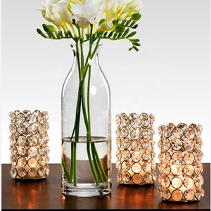 Venta caliente Crystal Diamond T Light Holder Set Hecho a mano Estilo moderno Decoración del hogar Decoración de la boda - Product Image 1