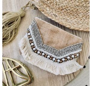 Bolso de Mano Tipo Clutch con Borlas y Tela Tejida a Mano Ecológica para Mujer, 12*13 Pulgadas, para Viaje - Product Image 2