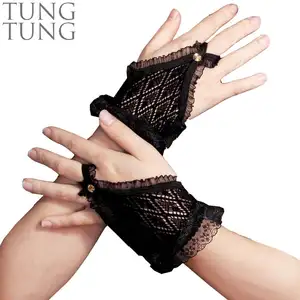 Taiwan made trdea assurance floral lace fingerless ruffle bridal women gloves for party wedding halloween