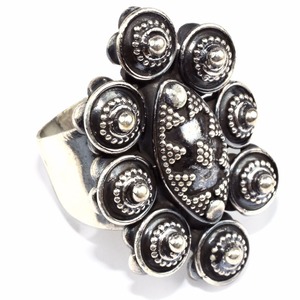 Bagues en argent Sterling 925 oxydé en forme de fleur réelle, vente en gros, bijoux en argent 925 - Product Image 1