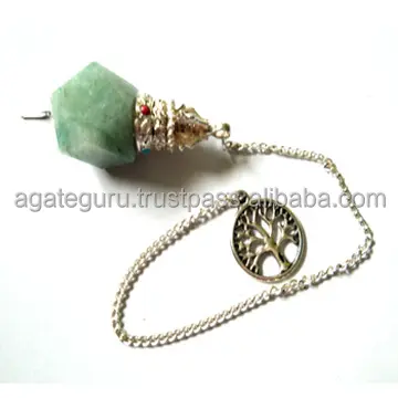 Green Aventurine Healing Reiki Pendulum Wholesale Crystal Healing Engraved Usui Reiki Symbols Gemstone Positive Energy Gemstone