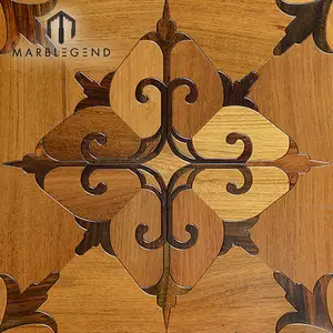 Cheap price marquetry patterns wooden floor tiles solid teak parquet flooring