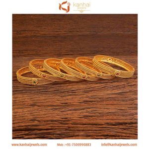 Brazaletes clásicos antiguos de moda Rubygreen chapados en oro 18324 - Product Image 2