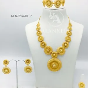 Gold Plated Jewelry Necklace With Earring, Ring & Bengal