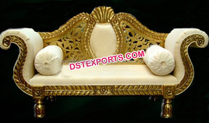 Diván de Metal de latón para boda, sofá doble de pavo real, sillas de trono de dos plazas - Product Image 6